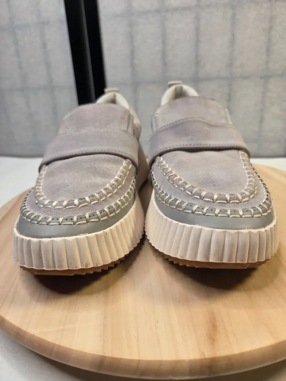 Dolce Vita Dayo Gray Wedge Heel Slip-On Loafer Shoes Women US 8.5M